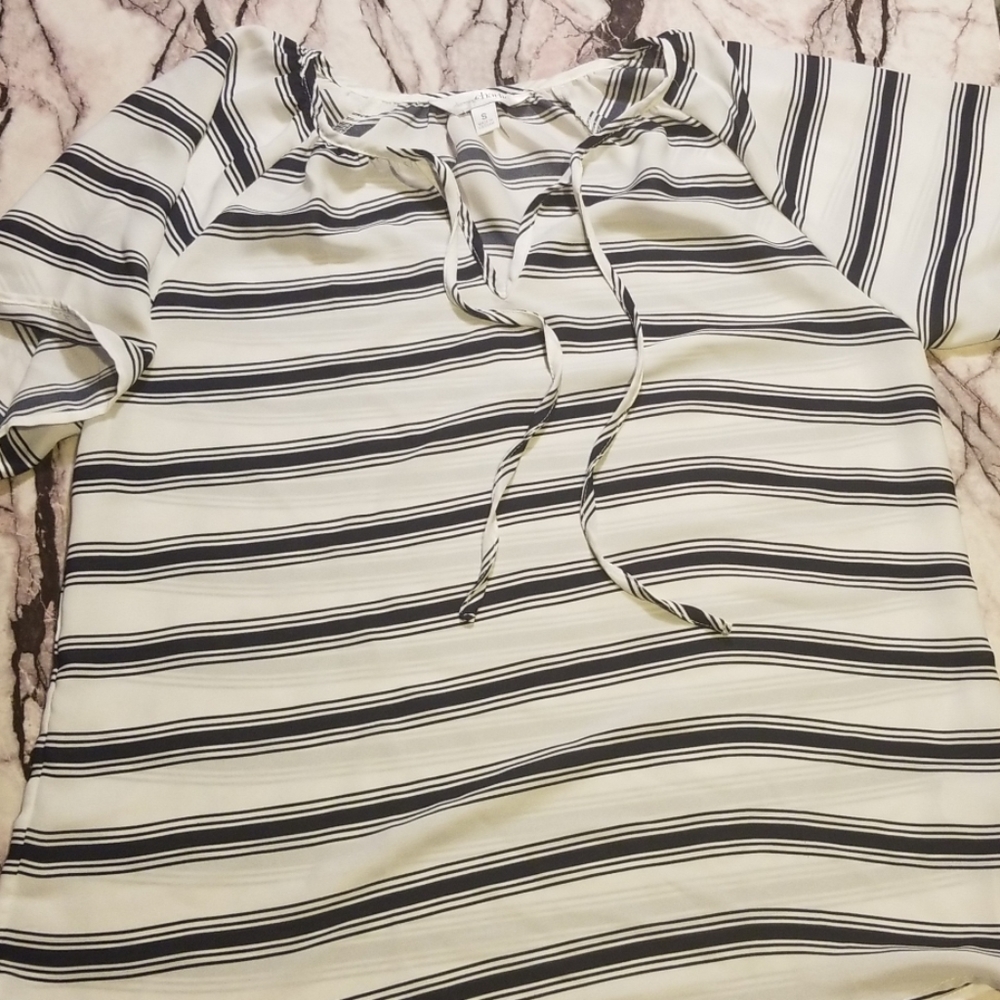 Charming Charlie White Striped Blouse